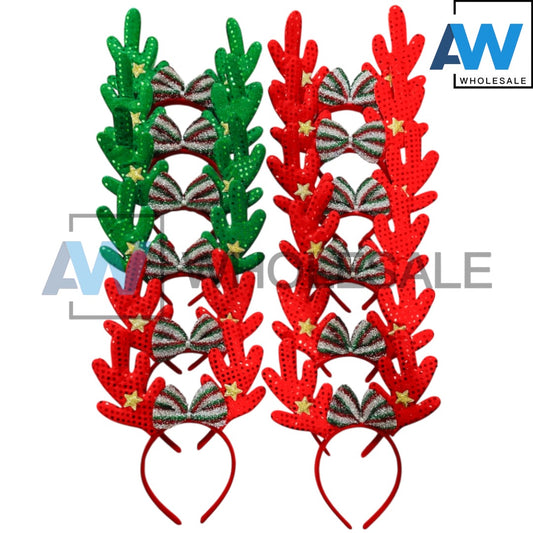 HB-1576 (12 pcs) Christmas Reindeer Headbands