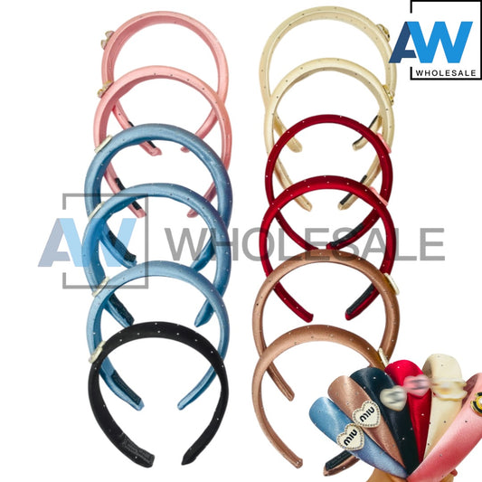 HB-1580 (12 pcs) 3 cm Thick Fabric Headbands