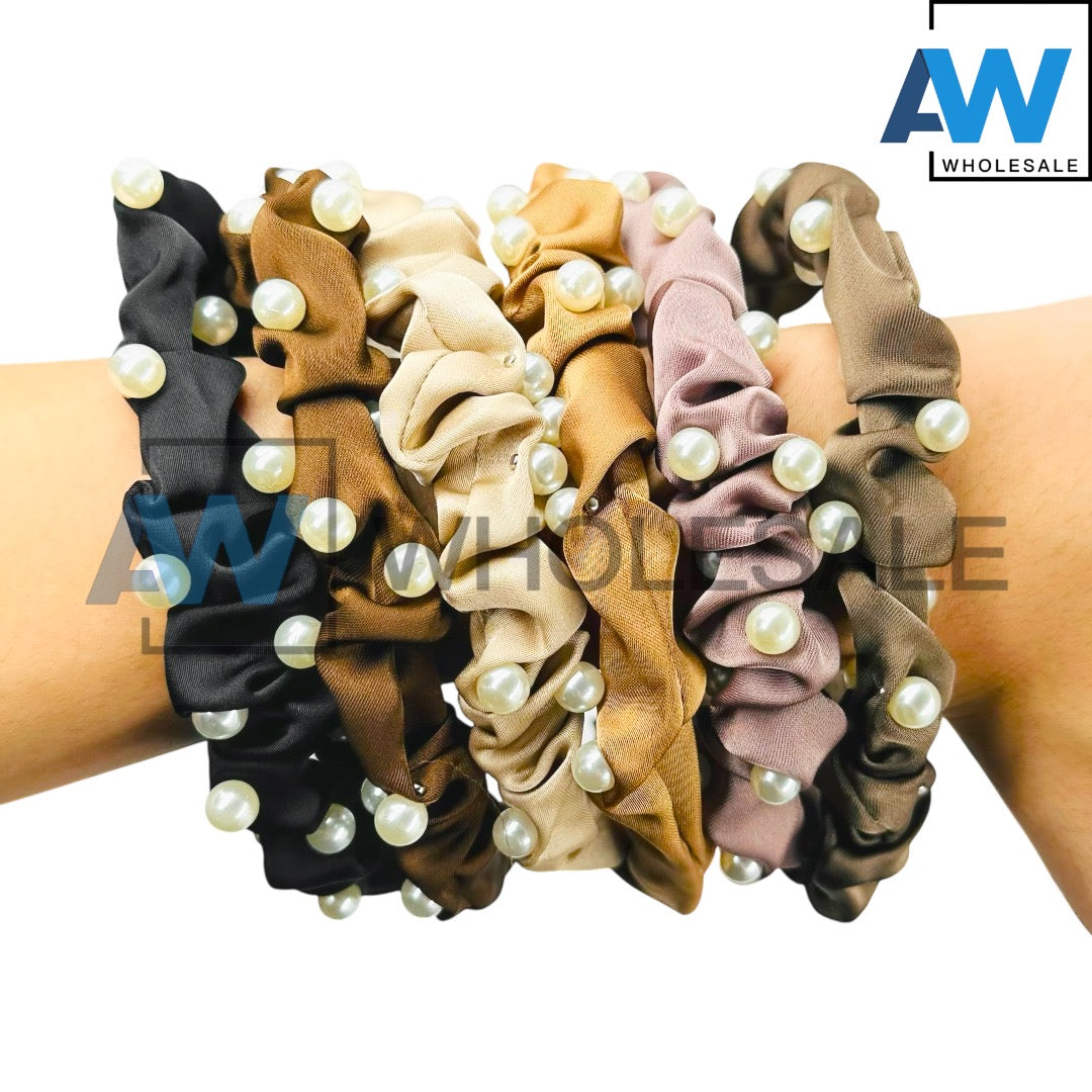 HB-1599 (12 pcs) Pearl Wrinkle 2.5 cm Headbands