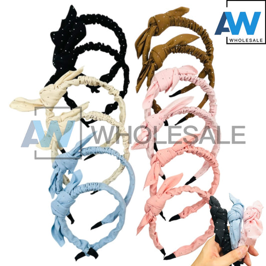 HB-1600 (12 pcs) Pearl Wrinkle 2 cm Headbands