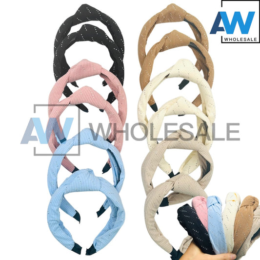 HB-1619 (12 pcs) Metal Beads 3 cm Fabric Headbands