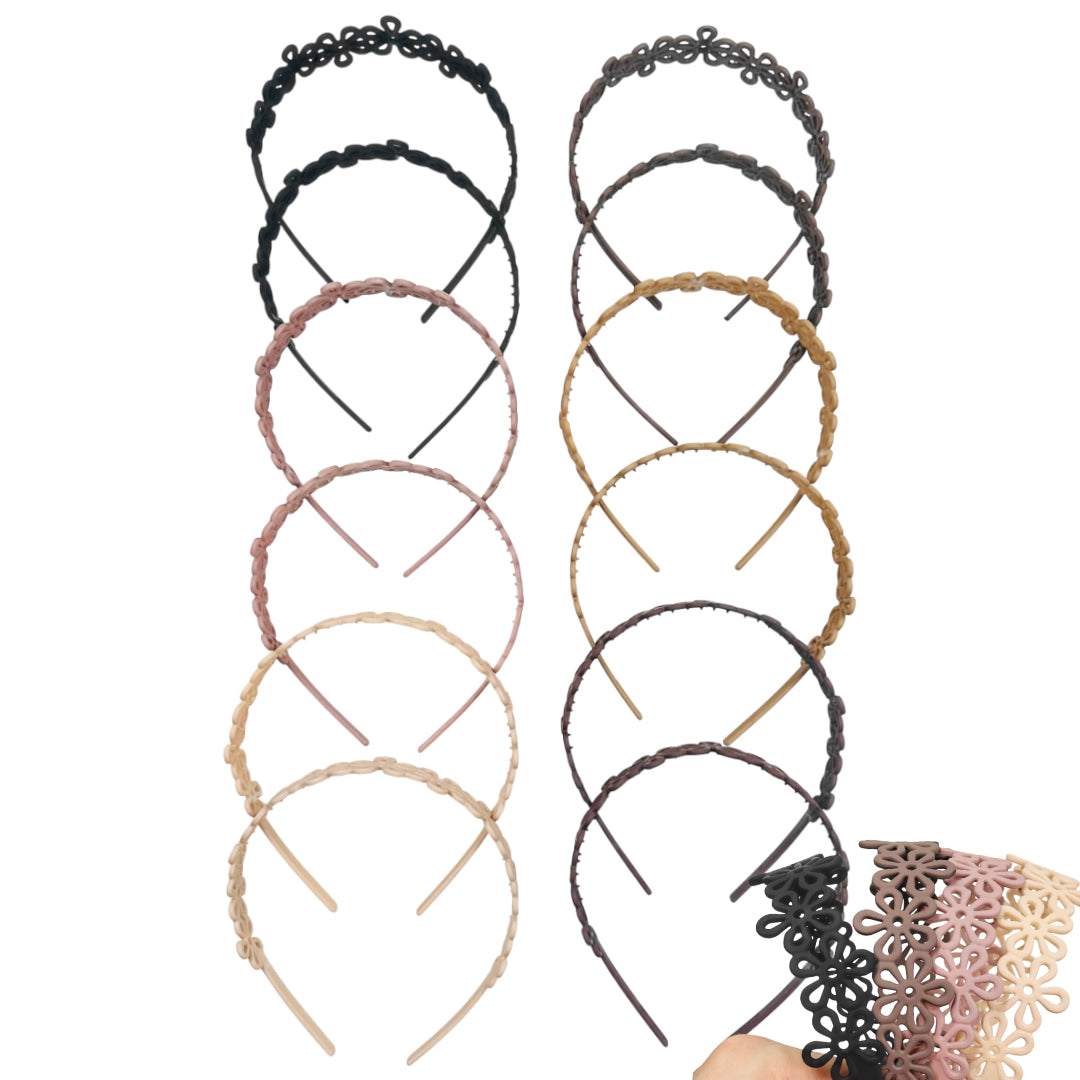 HB-1626 (12 pcs) Matte 3 cm Plastic Headbands