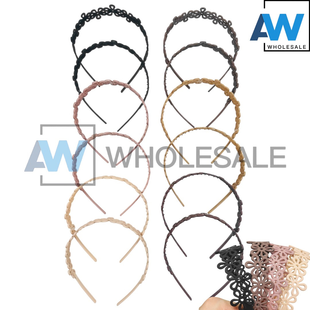 HB-1626 (12 pcs) Matte 3 cm Plastic Headbands