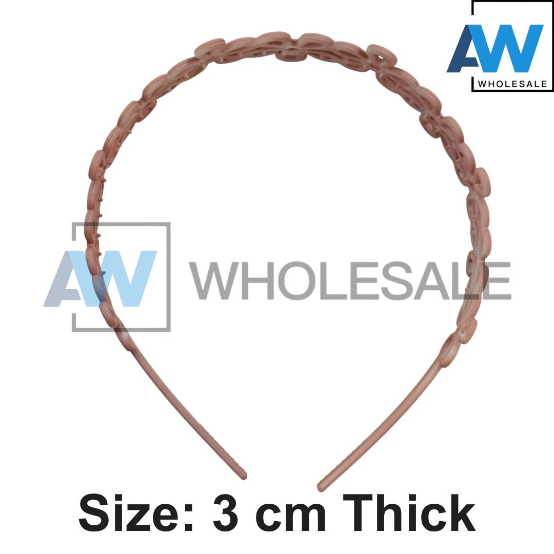 HB-1626 (12 pcs) Matte 3 cm Plastic Headbands