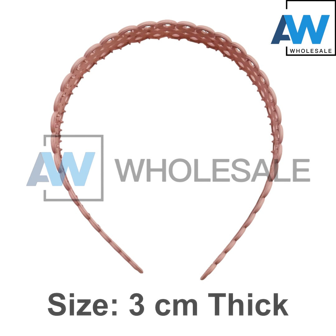 HB-1627 (12 pcs) Matte Pattern Plastic Headbands