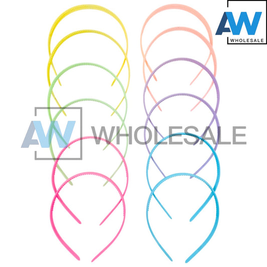 HB-1630 (12 pcs) Matte Finish Pastel 1 cm Headbands