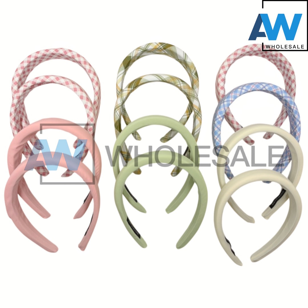 HB-1634 (12 pcs) Old Money Style Fabric Headbands