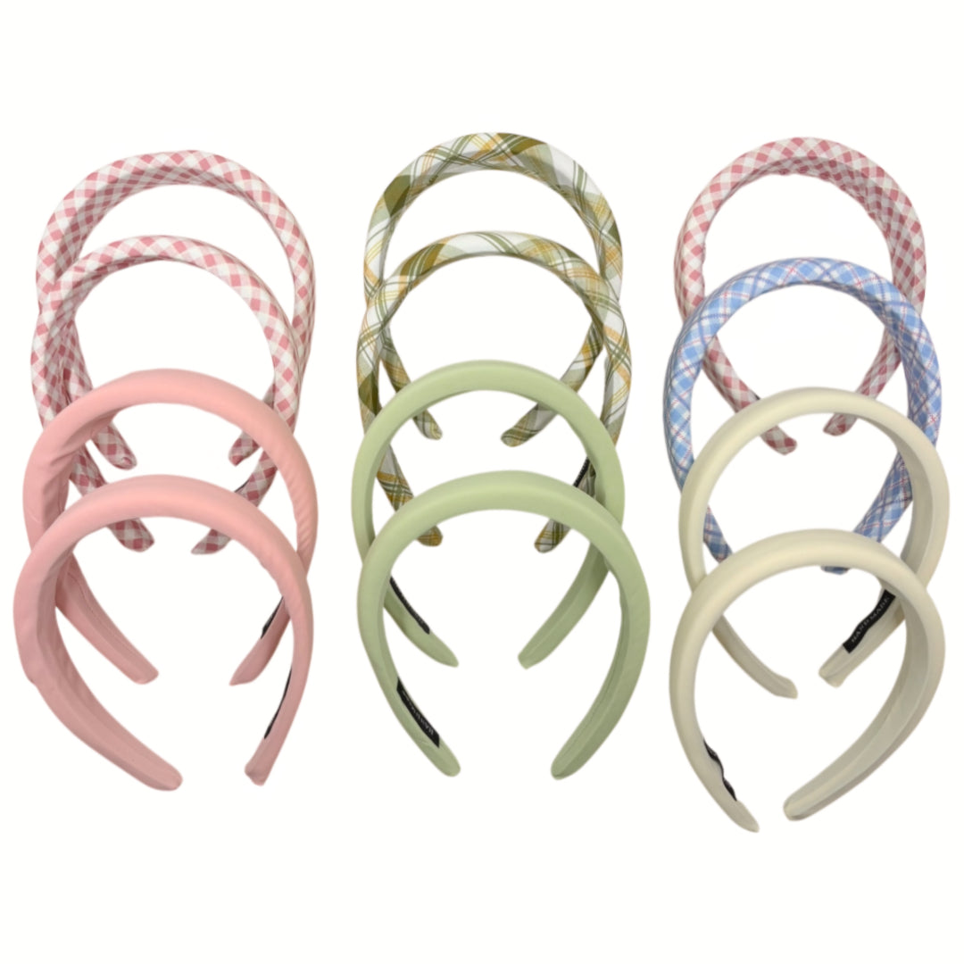 HB-1634 (12 pcs) Old Money Style Fabric Headbands