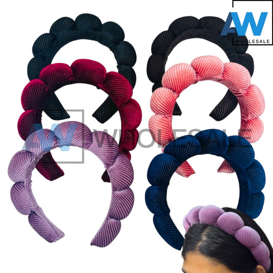 HB-1640 (6 pcs) Stripe Texture Plush Headband