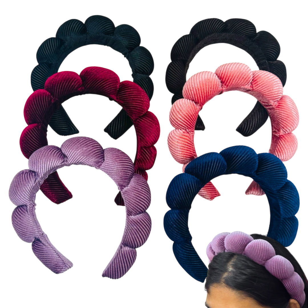 HB-1640 (6 pcs) Stripe Texture Plush Headband