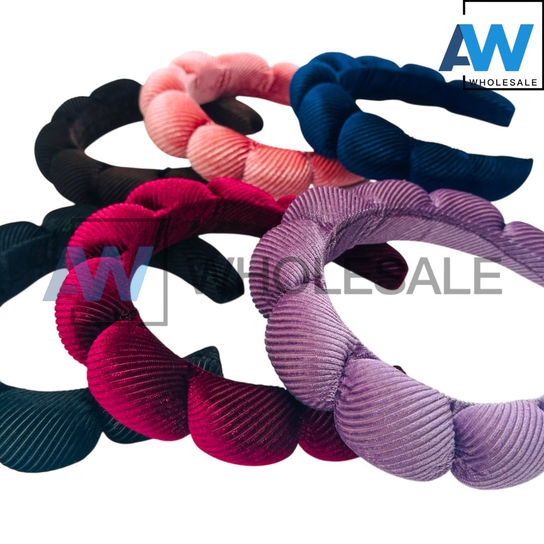 HB-1640 (6 pcs) Stripe Texture Plush Headband