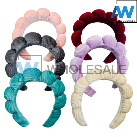HB-1641 (6 pcs) Stripe Texture Plush Headband