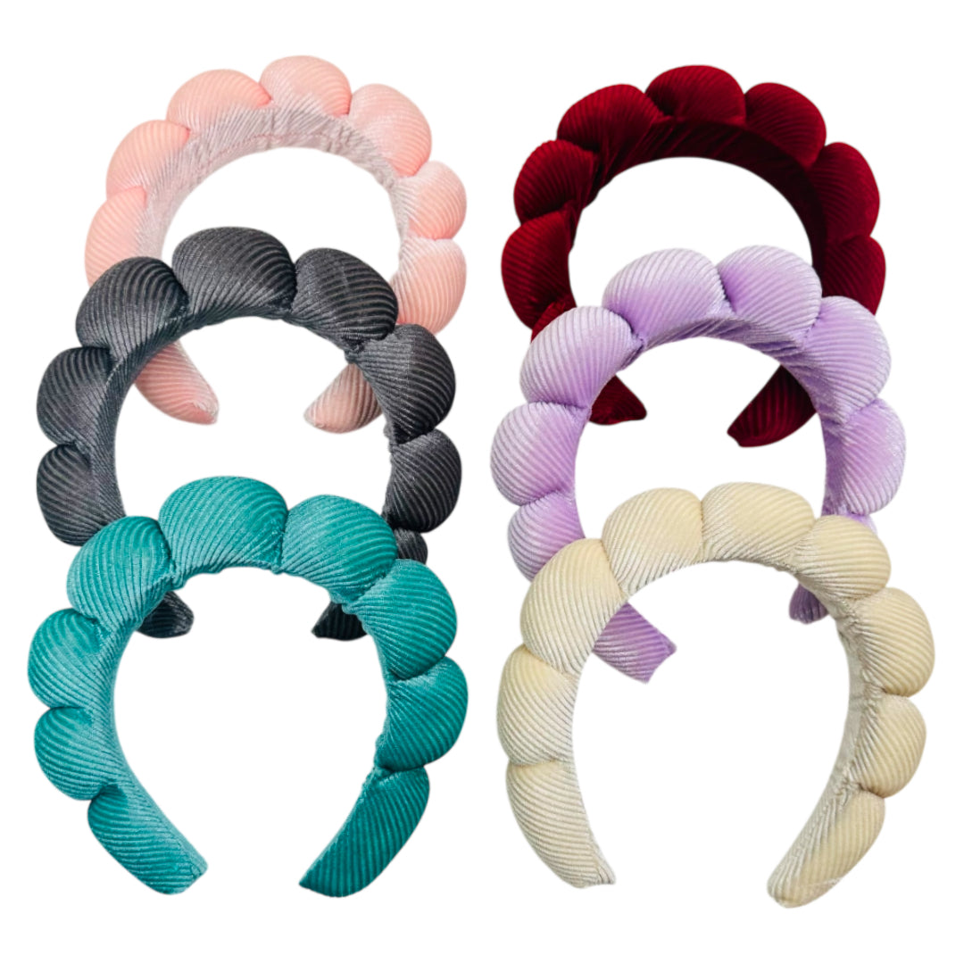 HB-1641 (6 pcs) Stripe Texture Plush Headband
