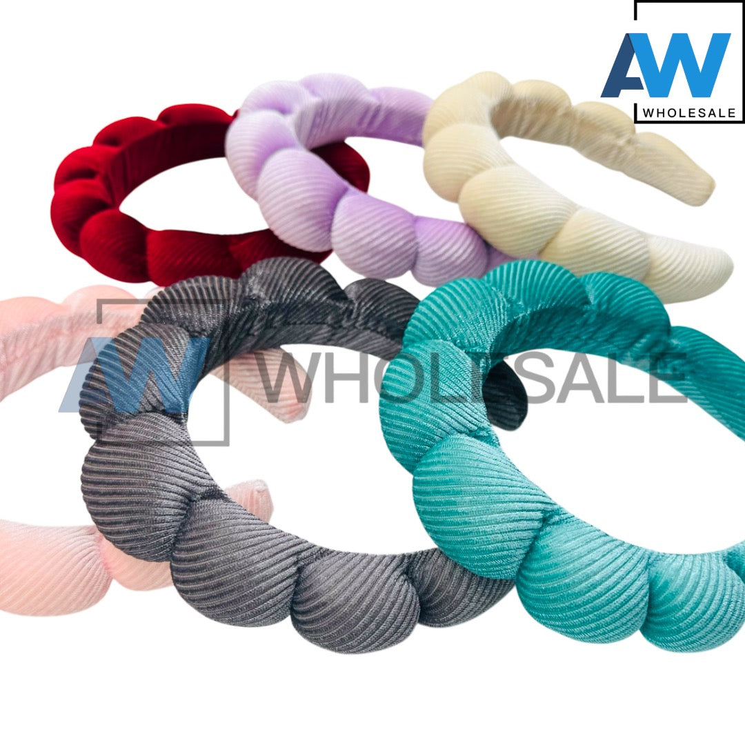 HB-1641 (6 pcs) Stripe Texture Plush Headband