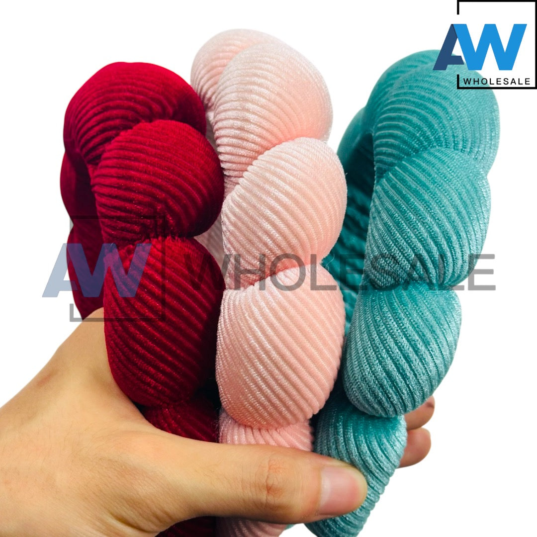 HB-1641 (6 pcs) Stripe Texture Plush Headband
