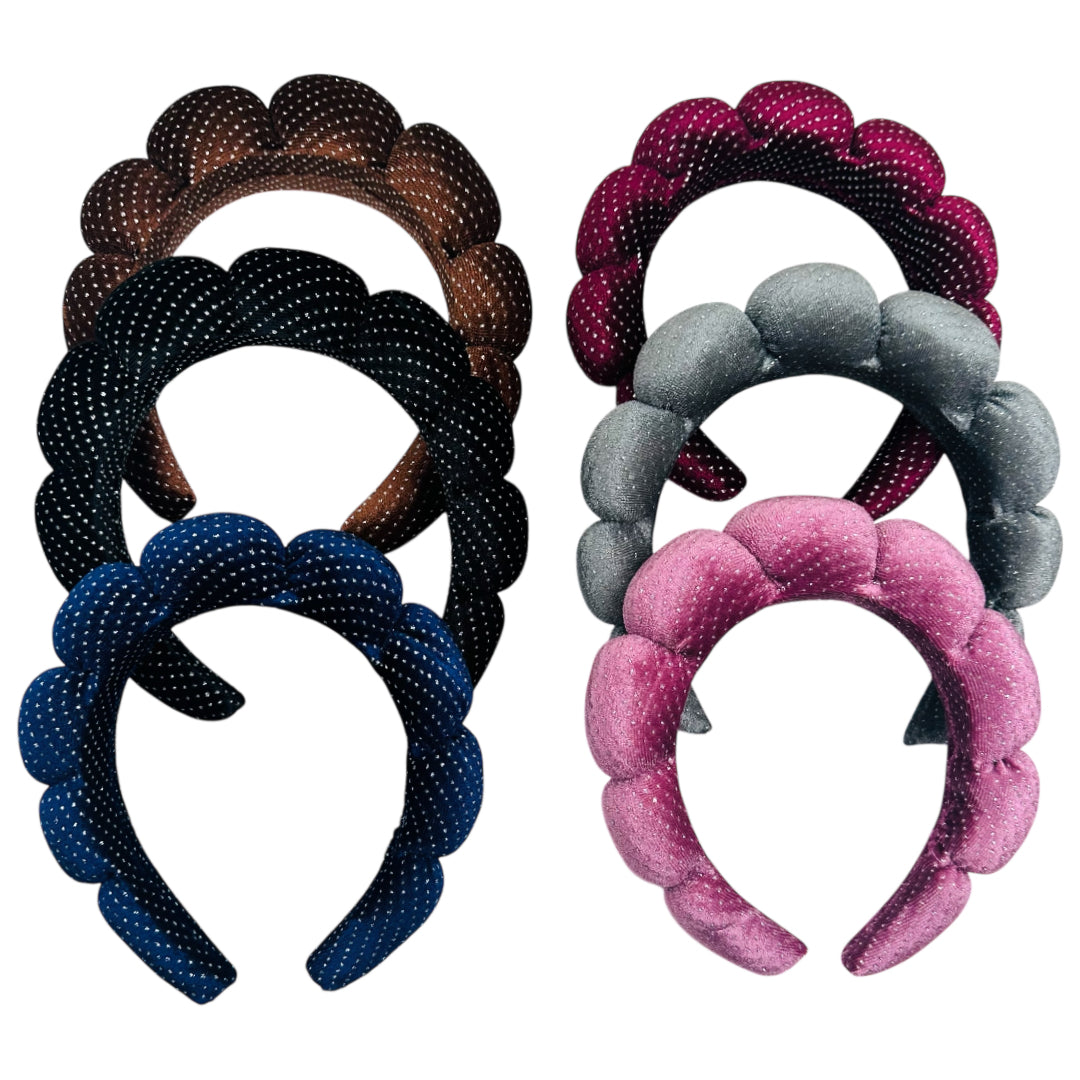 HB-1643 (6 pcs) Metal Bead Plush Headbands