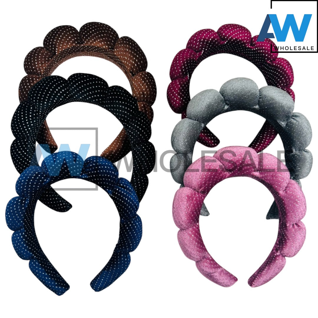 HB-1643 (6 pcs) Metal Bead Plush Headbands
