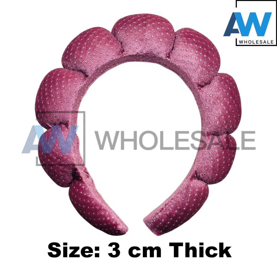 HB-1643 (6 pcs) Metal Bead Plush Headbands