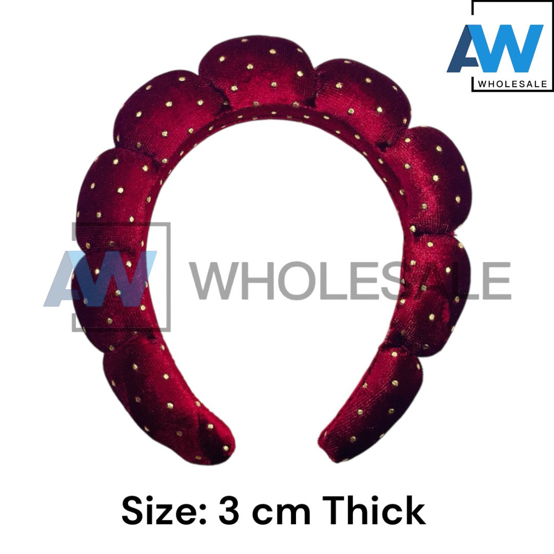 HB-1645 (6 pcs) Golden Dot Plush Headbands