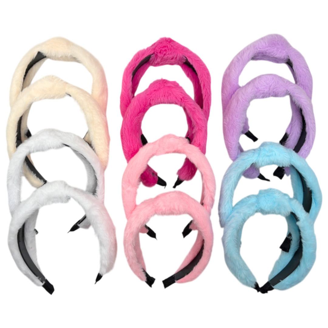 HB-1648 (12 pcs) Faux Fur 3 cm Thick Headbands