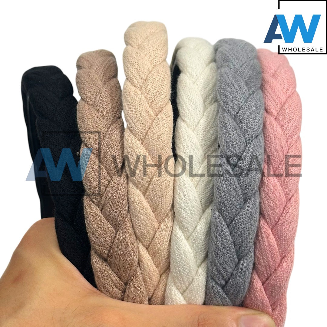 HB-1652 (12 pcs) Braided Fabric Headbands