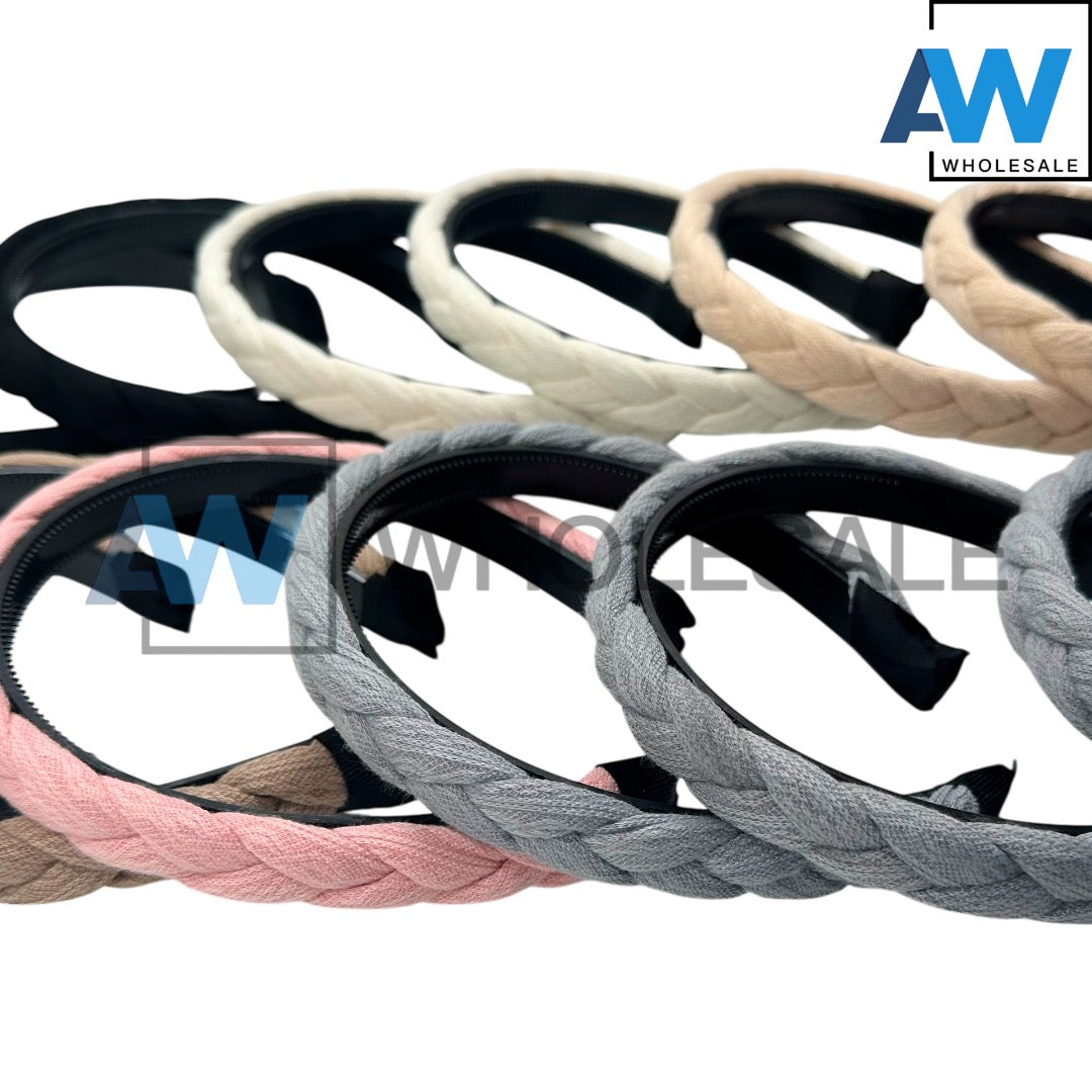 HB-1652 (12 pcs) Braided Fabric Headbands