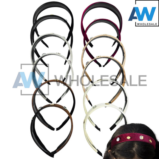 HB-1654 (12 pcs) Diamond Velvet Headbands