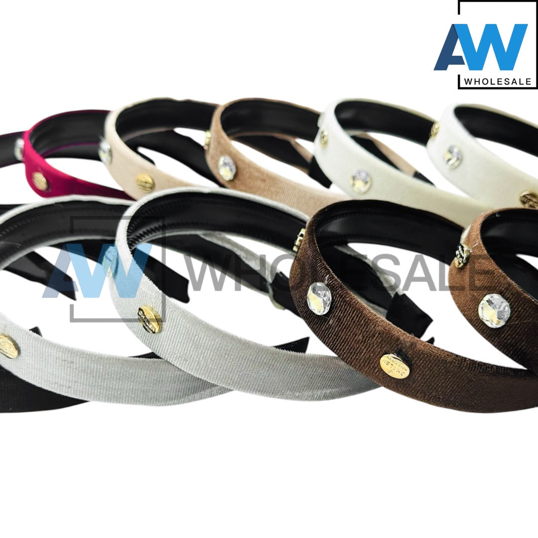 HB-1654 (12 pcs) Diamond Velvet Headbands