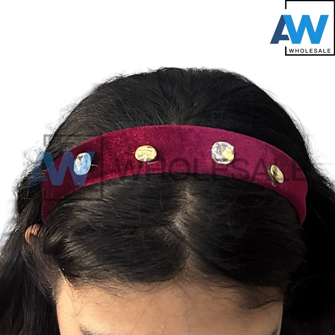 HB-1654 (12 pcs) Diamond Velvet Headbands