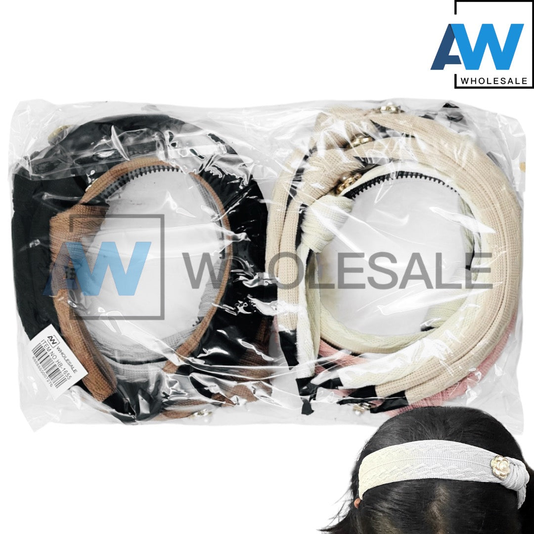 HB-1655 (12 pcs) Flower Knotted Fabric Headbands