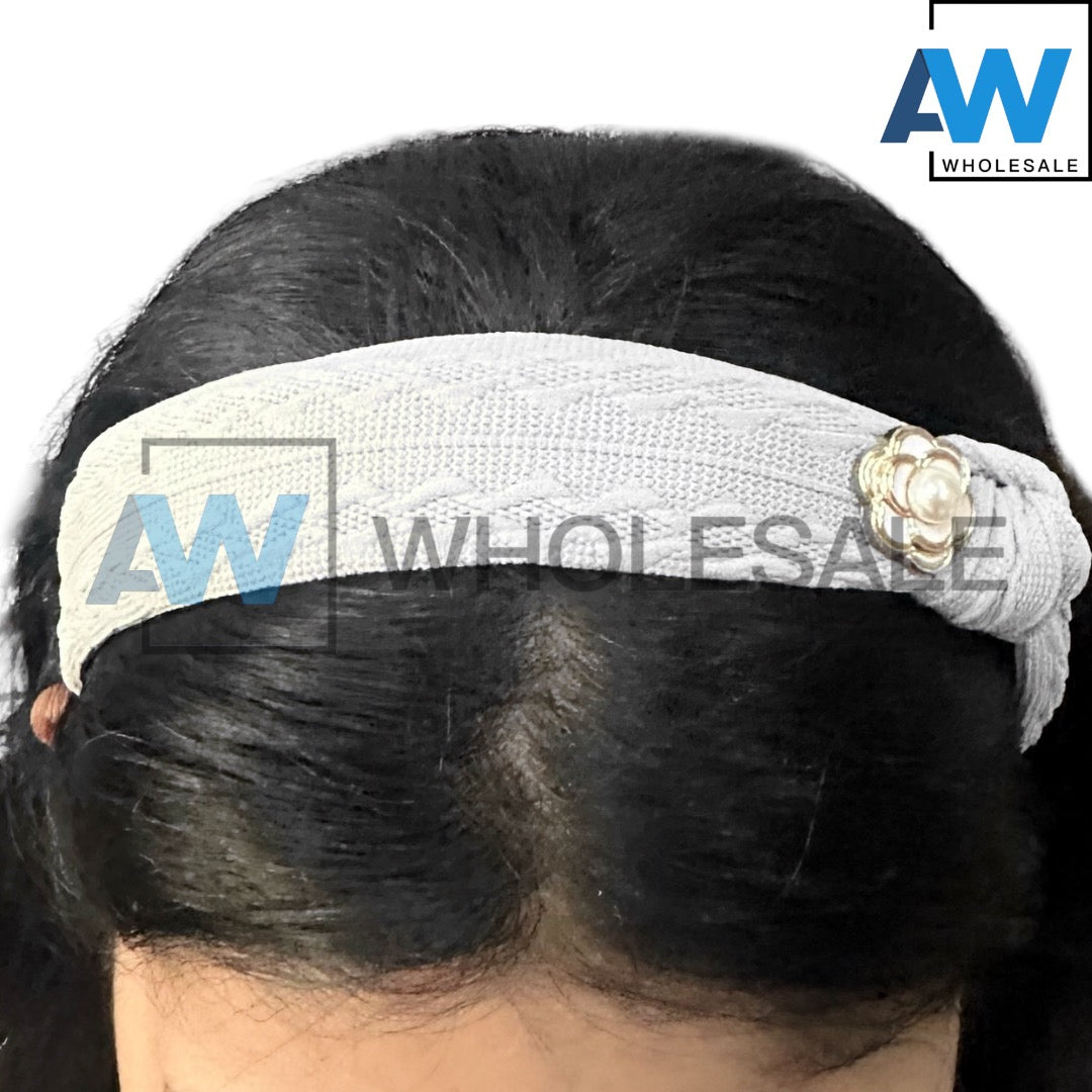 HB-1655 (12 pcs) Flower Knotted Fabric Headbands