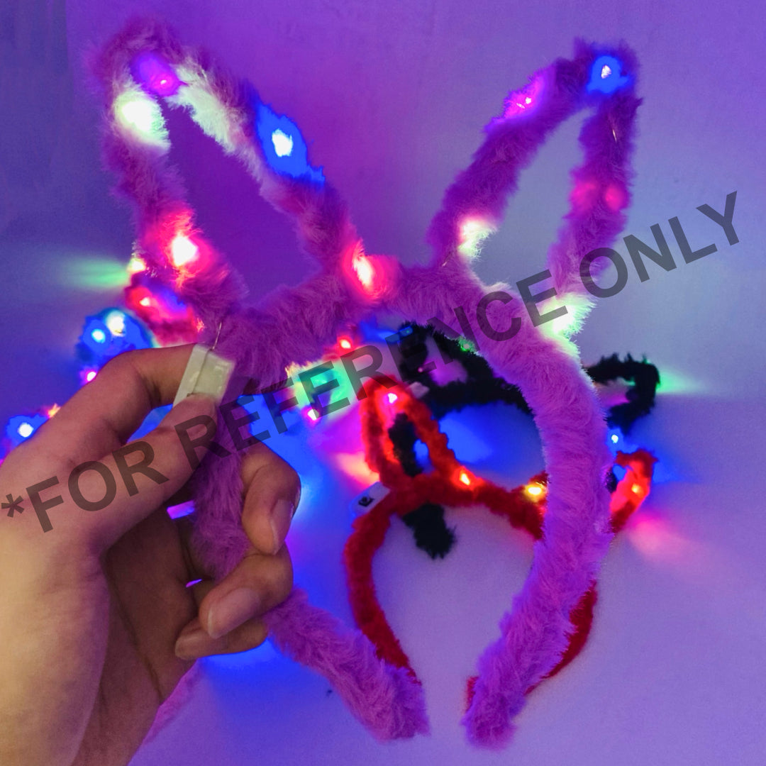 HB-1659 (12 pcs) LED Faux Fur Bunny Ear Headbands