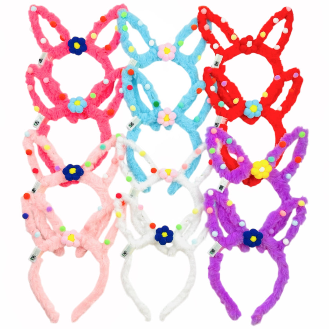 HB-1659 (12 pcs) LED Faux Fur Bunny Ear Headbands