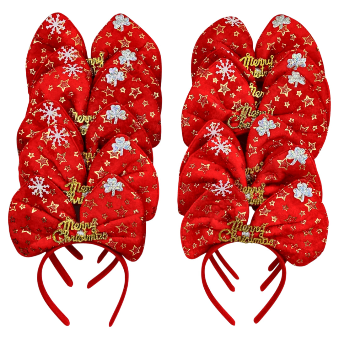 HB-1664 (12 pcs) Ribbon Christmas Headbands
