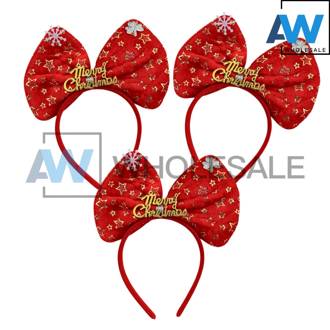 HB-1664 (12 pcs) Ribbon Christmas Headbands