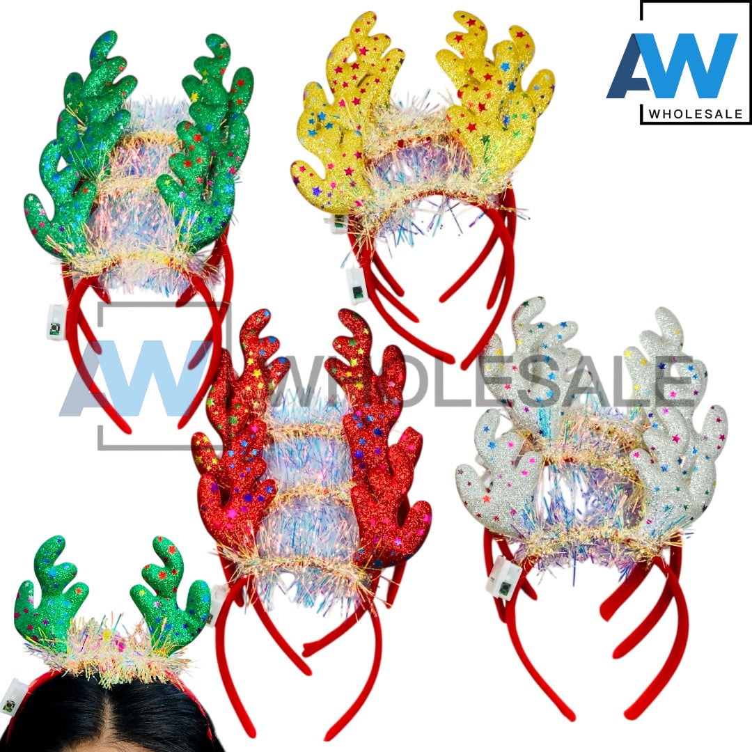 HB-1668 (12 pcs) Christmas Reindeer LED Headbands