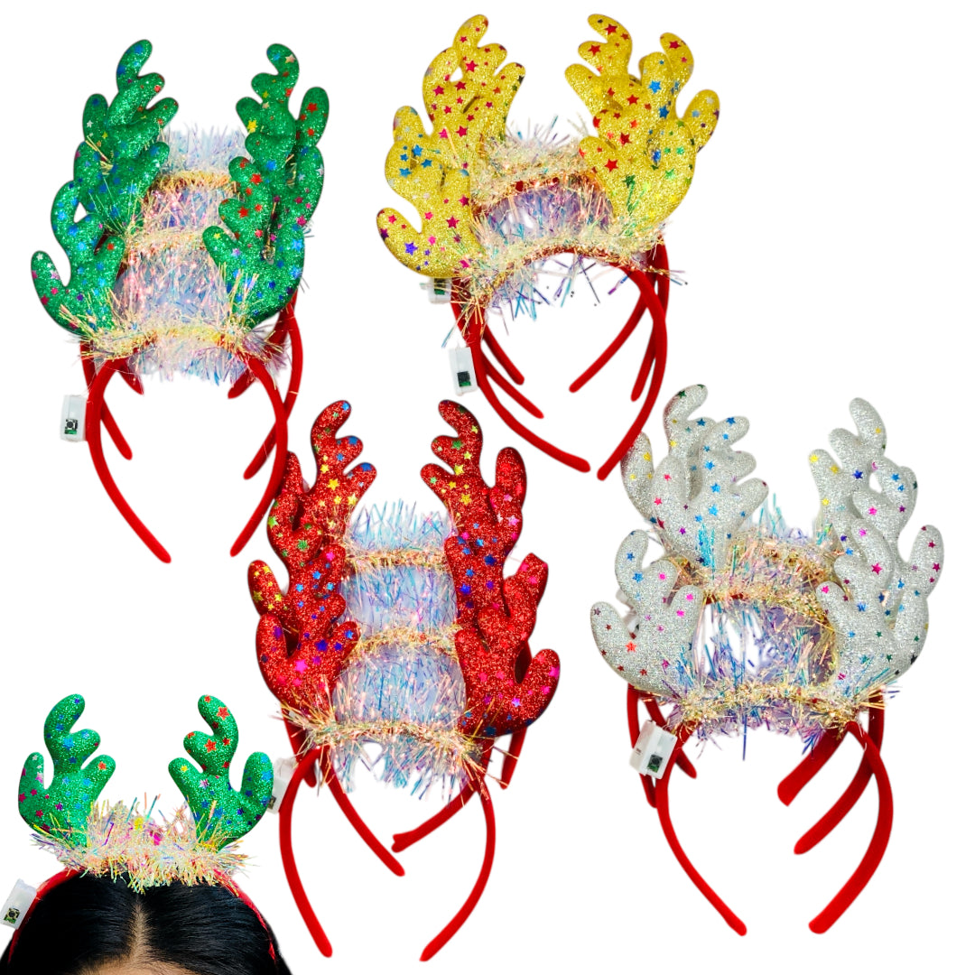 HB-1668 (12 pcs) Christmas Reindeer LED Headbands