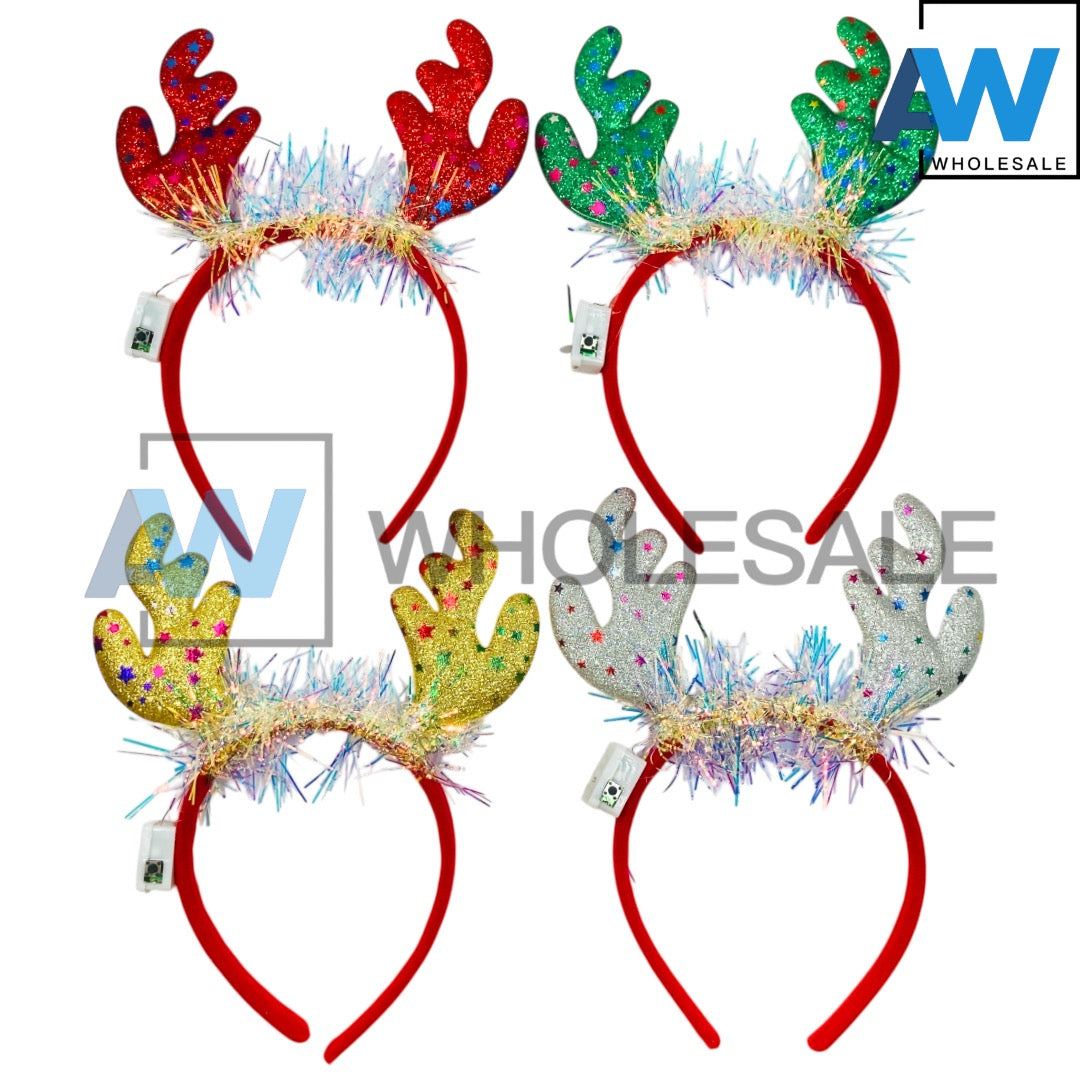 HB-1668 (12 pcs) Christmas Reindeer LED Headbands