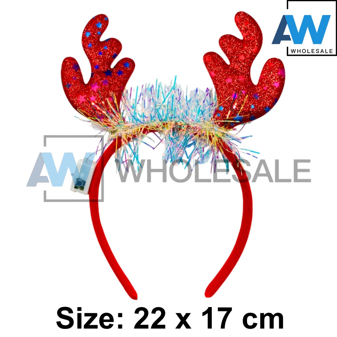 HB-1668 (12 pcs) Christmas Reindeer LED Headbands