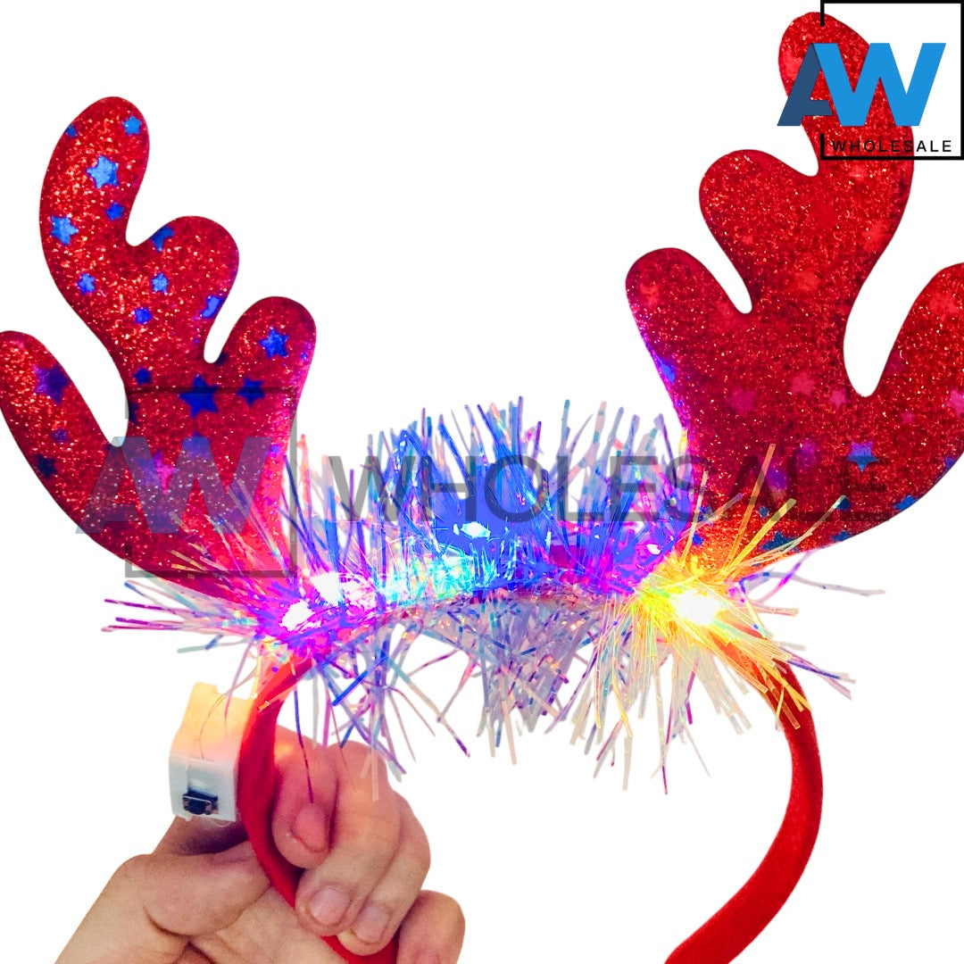 HB-1668 (12 pcs) Christmas Reindeer LED Headbands