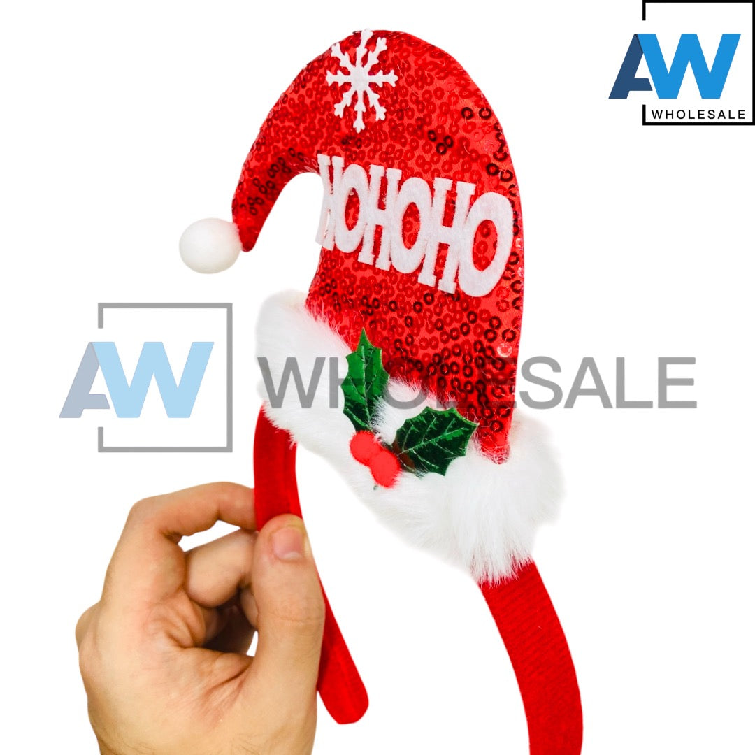 HB-1669 (12 pcs) Christmas Santa Hat Headbands
