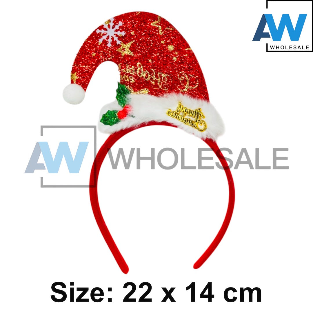 HB-1669 (12 pcs) Christmas Santa Hat Headbands
