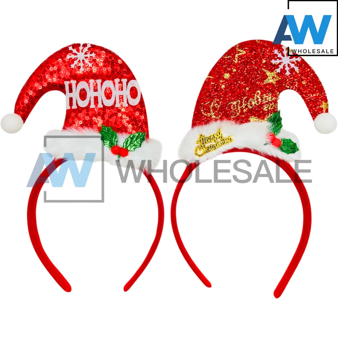 HB-1669 (12 pcs) Christmas Santa Hat Headbands