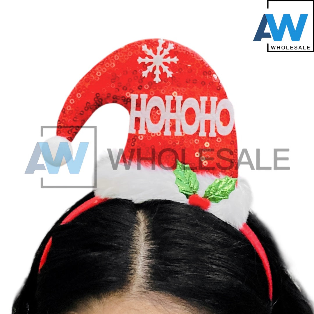 HB-1669 (12 pcs) Christmas Santa Hat Headbands