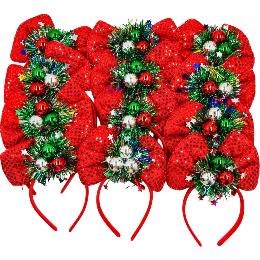 HB-1671 (12 pcs) Christmas Ribbon Headbands