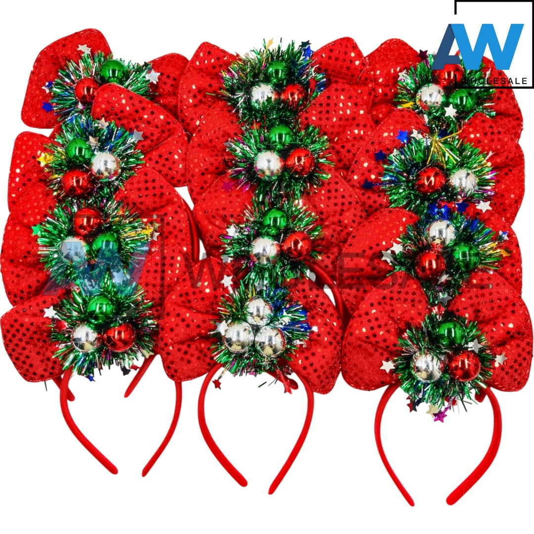 HB-1671 (12 pcs) Christmas Ribbon Headbands