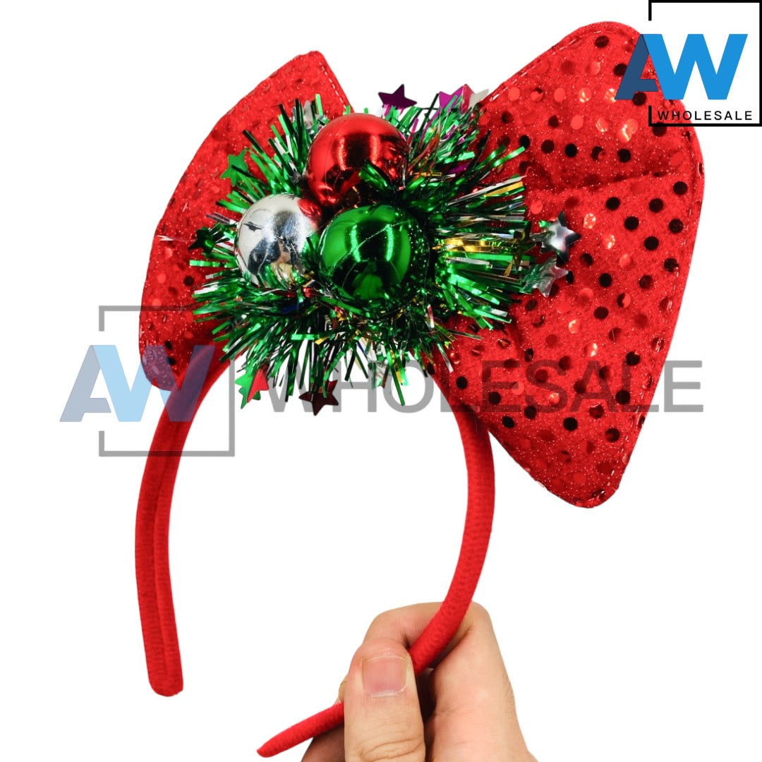 HB-1671 (12 pcs) Christmas Ribbon Headbands