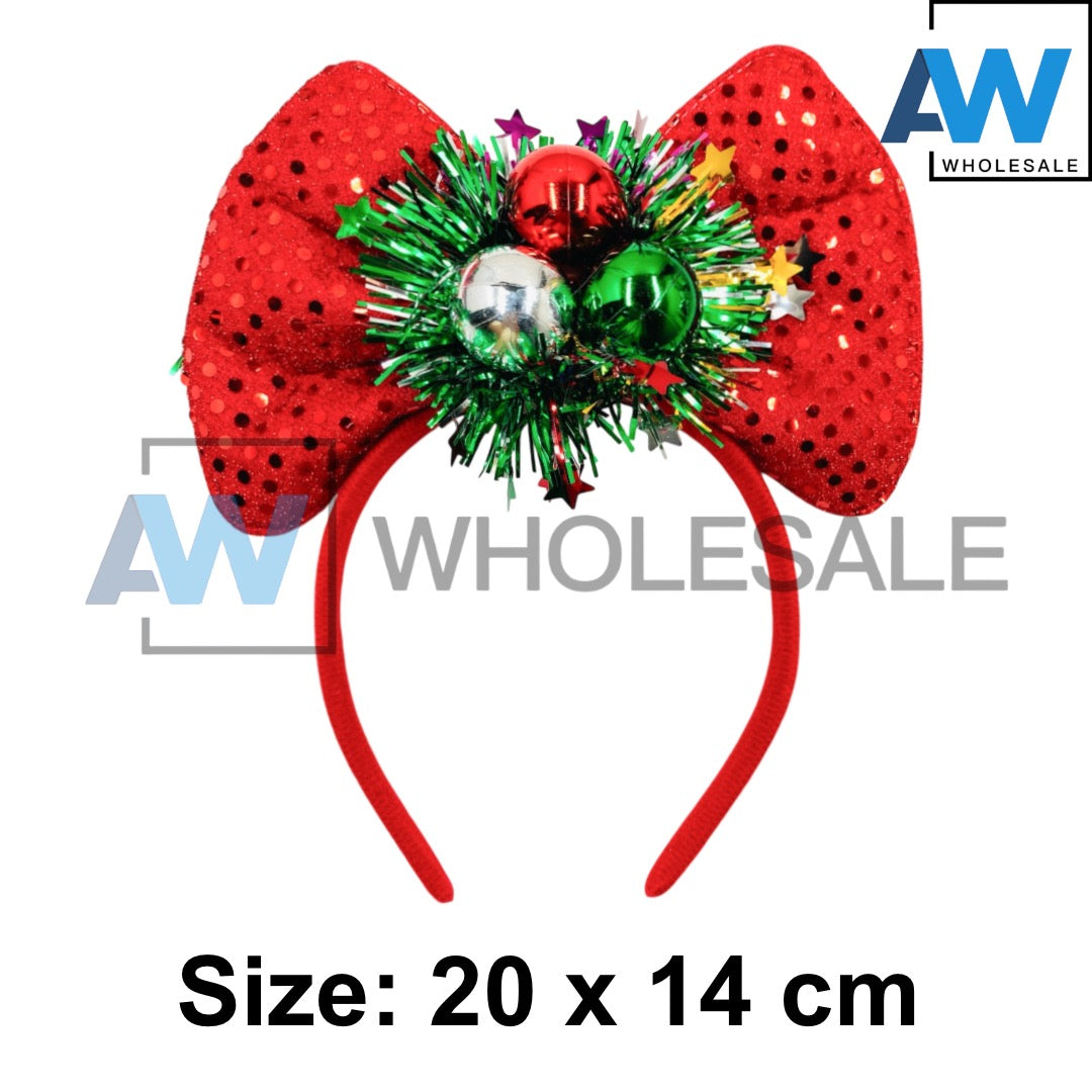 HB-1671 (12 pcs) Christmas Ribbon Headbands