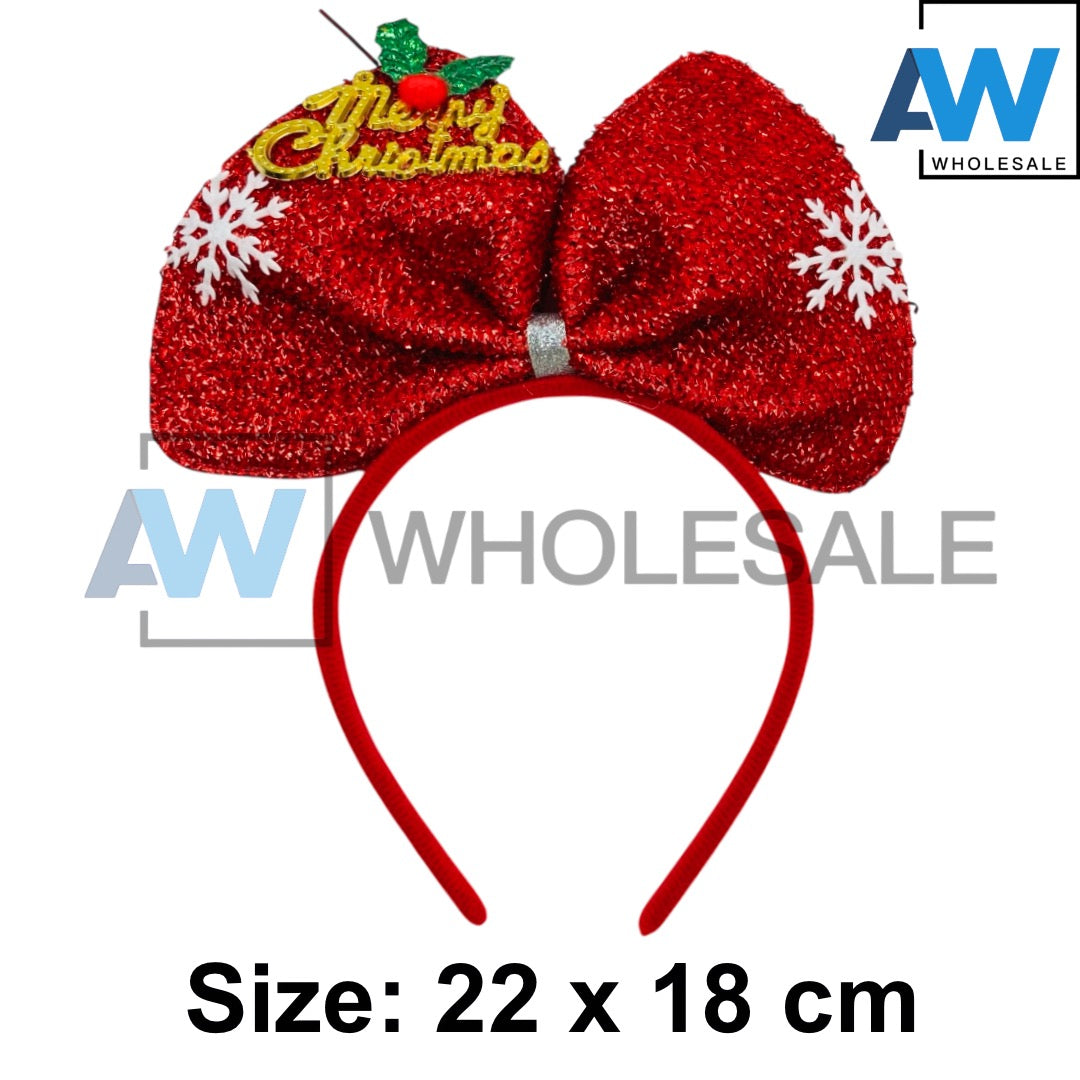 HB-1672 (12 pcs) Christmas Ribbon Headbands