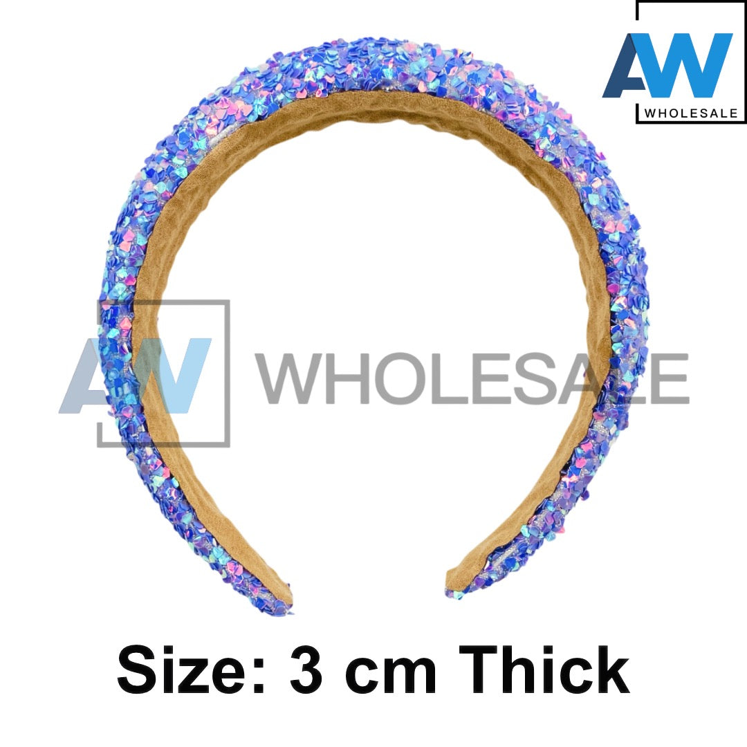 HB-1674 (6 pcs) Rhinestone 3 cm Thick Headbands